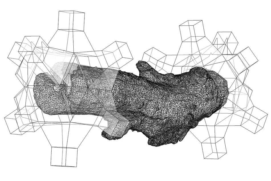 Crystalis V - geometric glass artwork on a piece of driftwood - 3D model