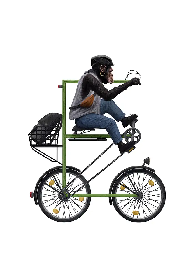 Biodivercycle - alphabeth from bicycles Plants and animals - letter E